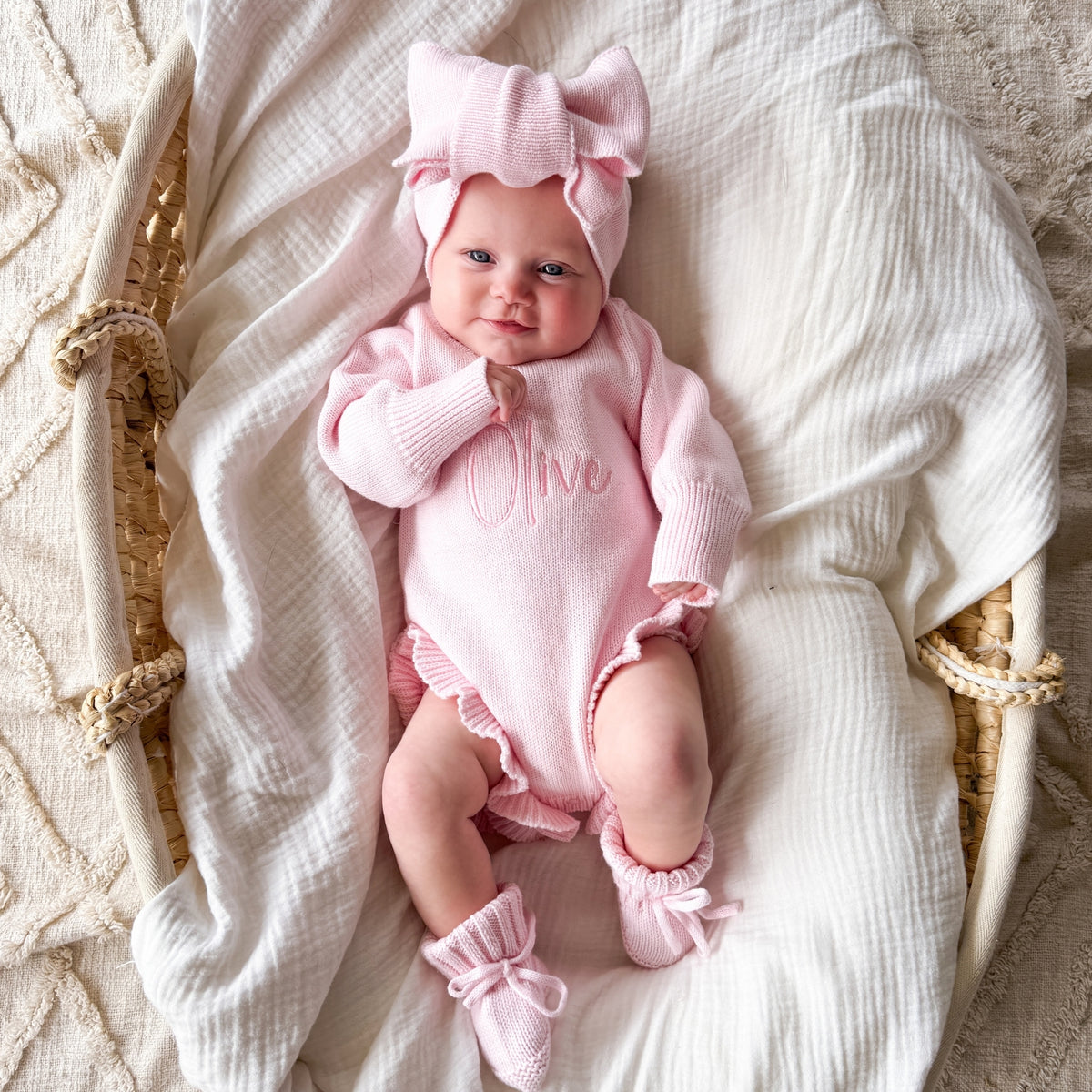 Ruffle Knit Romper Set - Petal