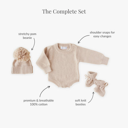 Classic Knit Romper Set - Fawn