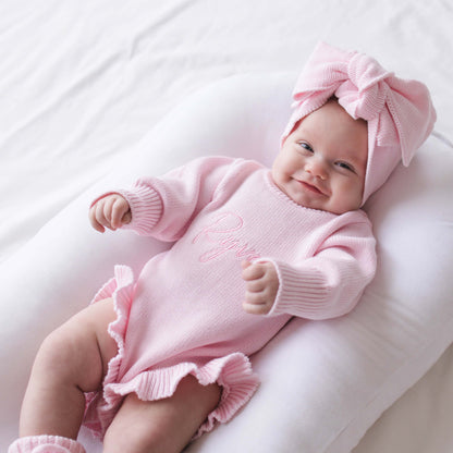 Knit Ruffle Romper Petal