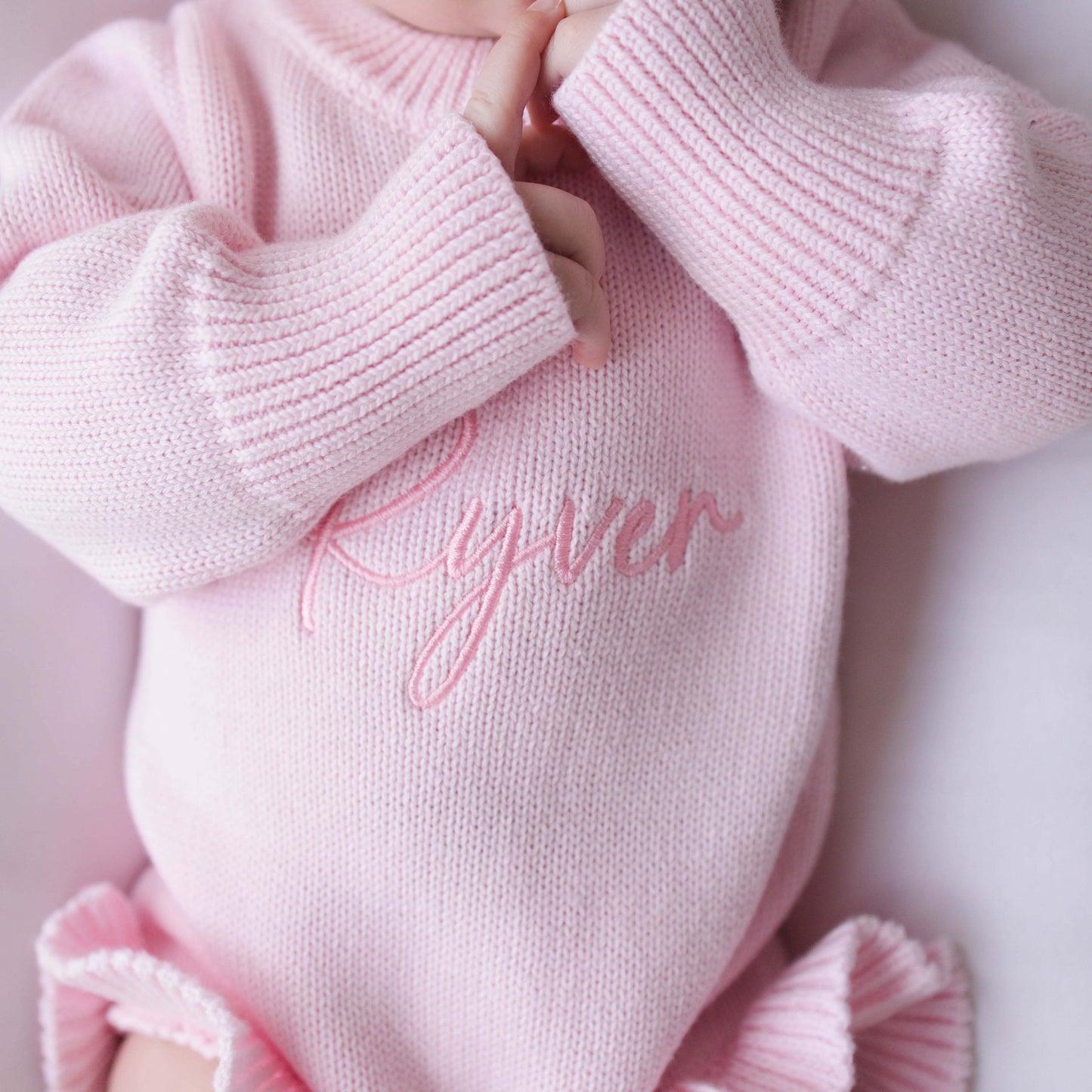 Knit Ruffle Romper Petal