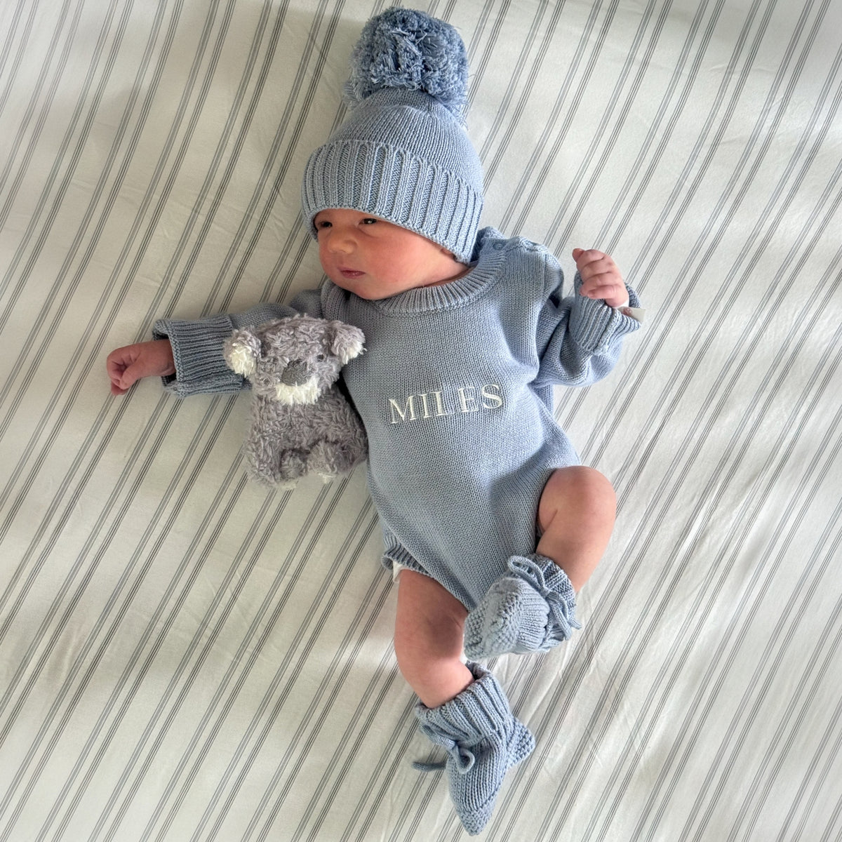 Knit Pom Beanie - Slate
