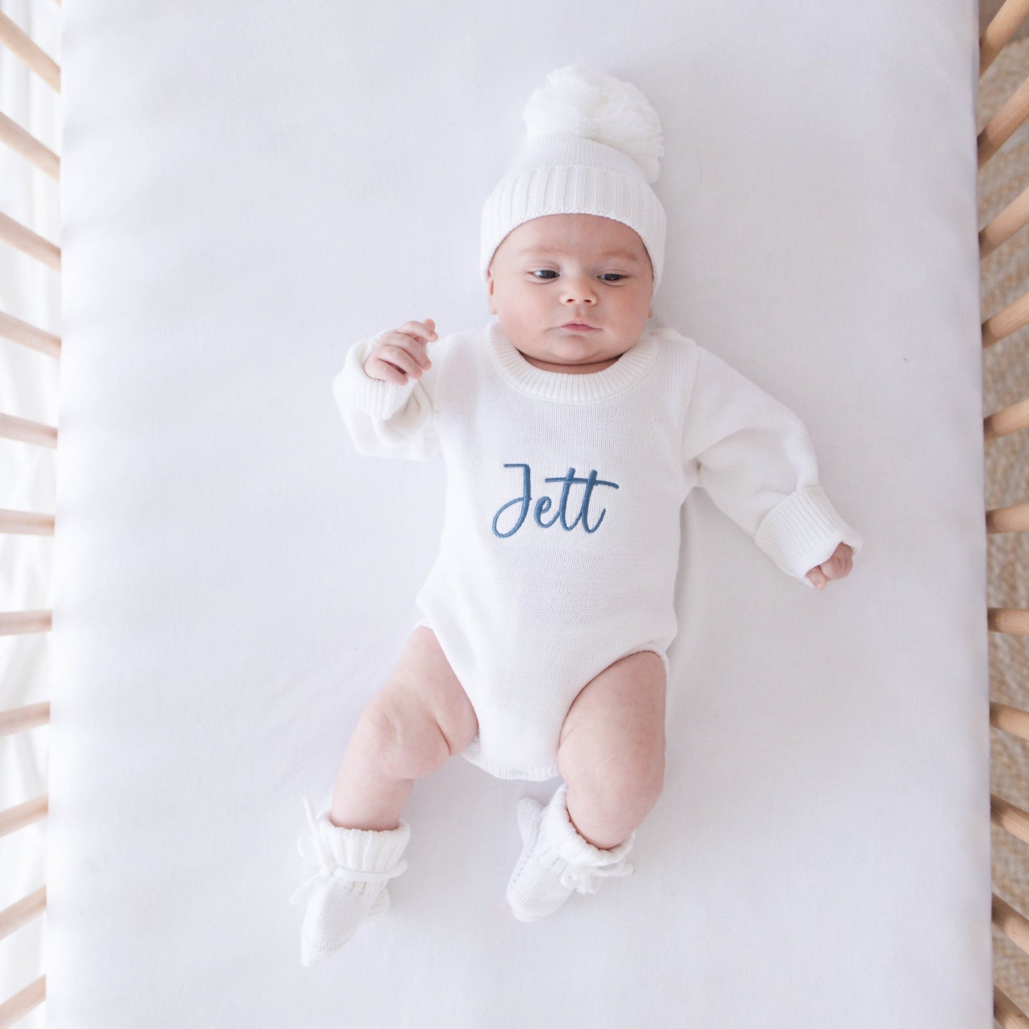 Personalized Baby Boy Outfit Set - White