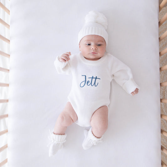Personalized Baby Boy Outfit Set - White