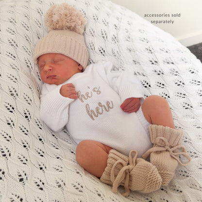 He’s Here Classic Knit Romper
