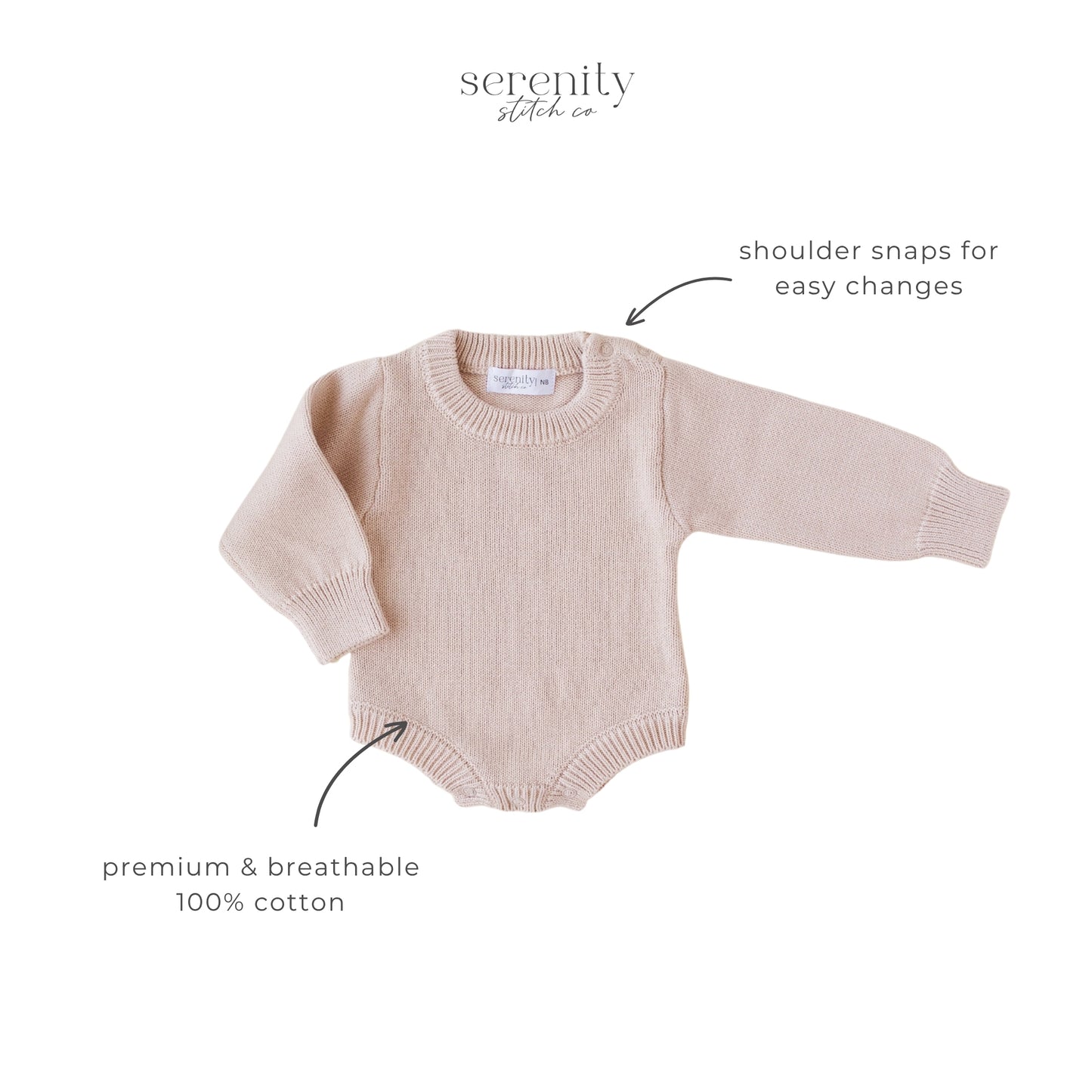 Little Love Classic Knit Romper - Fawn