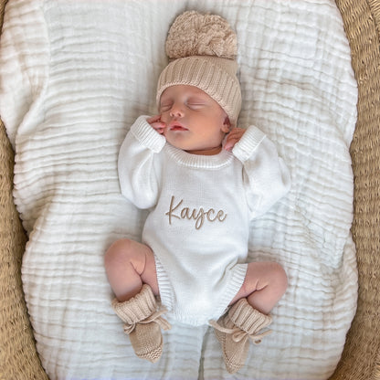 Knit Pom Beanie - Fawn