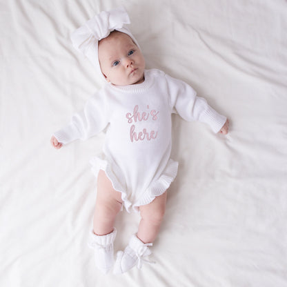 She's Here Baby Girl Romper