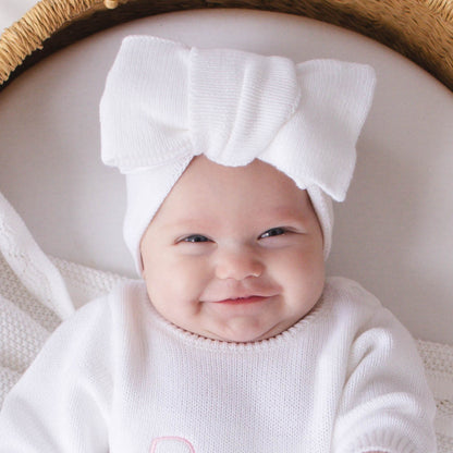 Knit Bow Headband - White