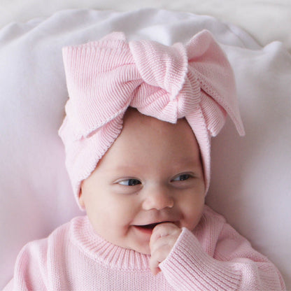 Knit Bow Headband - Petal