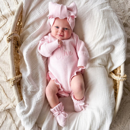Ruffle Knit Romper - Petal
