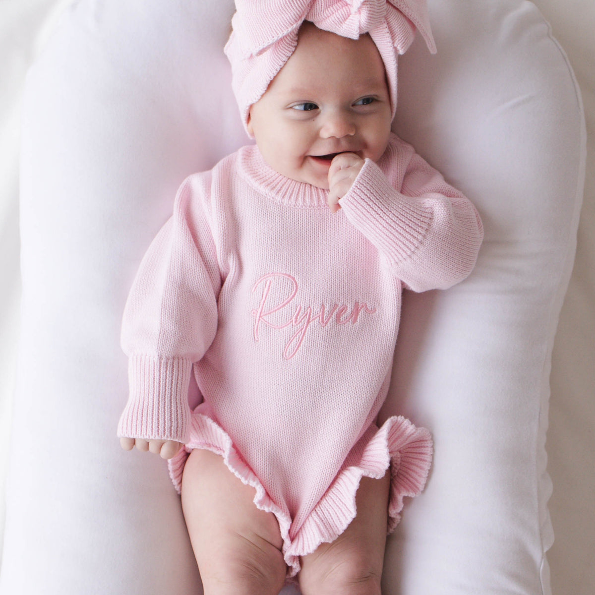 Ruffle Knit Romper - Petal