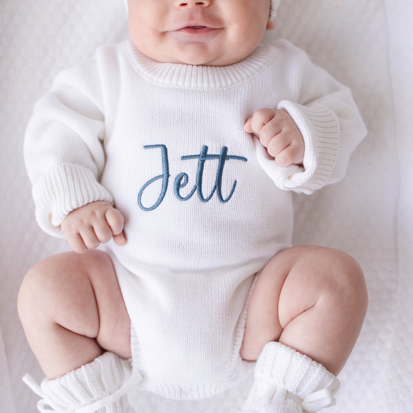 Personalized Baby Boy Outfit Set - White