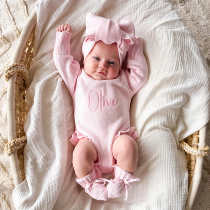 Ruffle Knit Romper - Petal