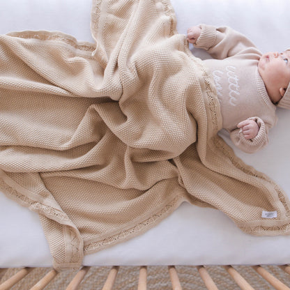 Scallop Edge Baby Blanket - Teddy