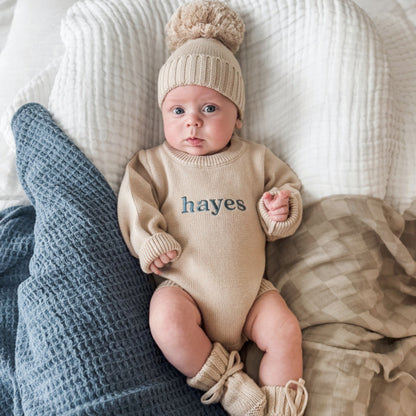 Classic Knit Romper Set - Fawn