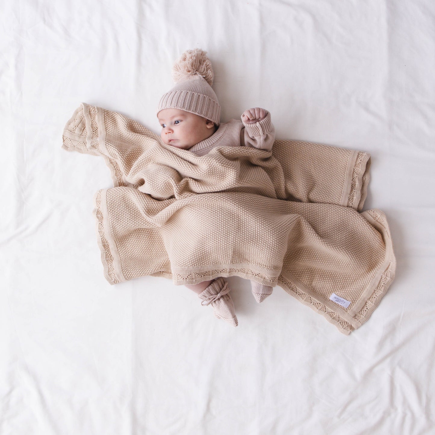 Scallop Edge Baby Blanket - Teddy