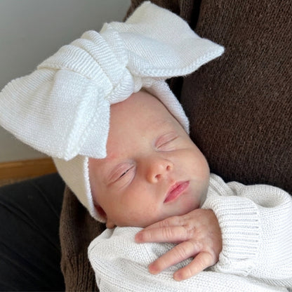 Knit Bow Headband - White