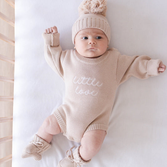 Little Love Classic Knit Romper - Fawn