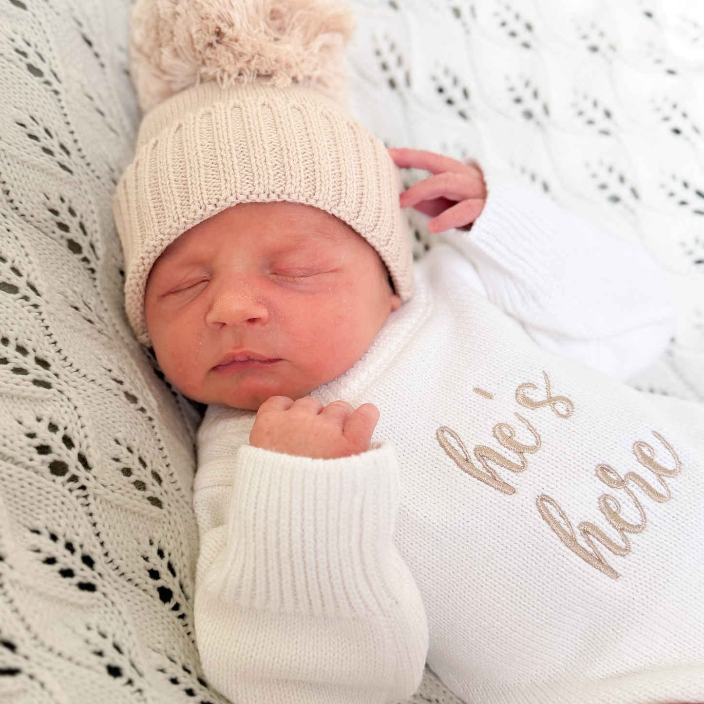He’s Here Classic Knit Romper