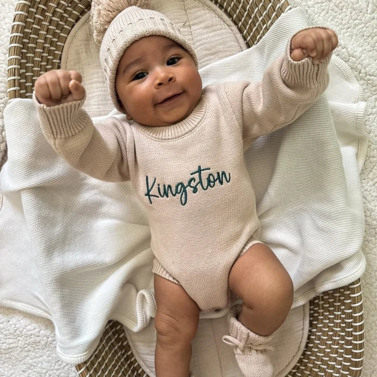 Classic Knit Romper Set - Fawn