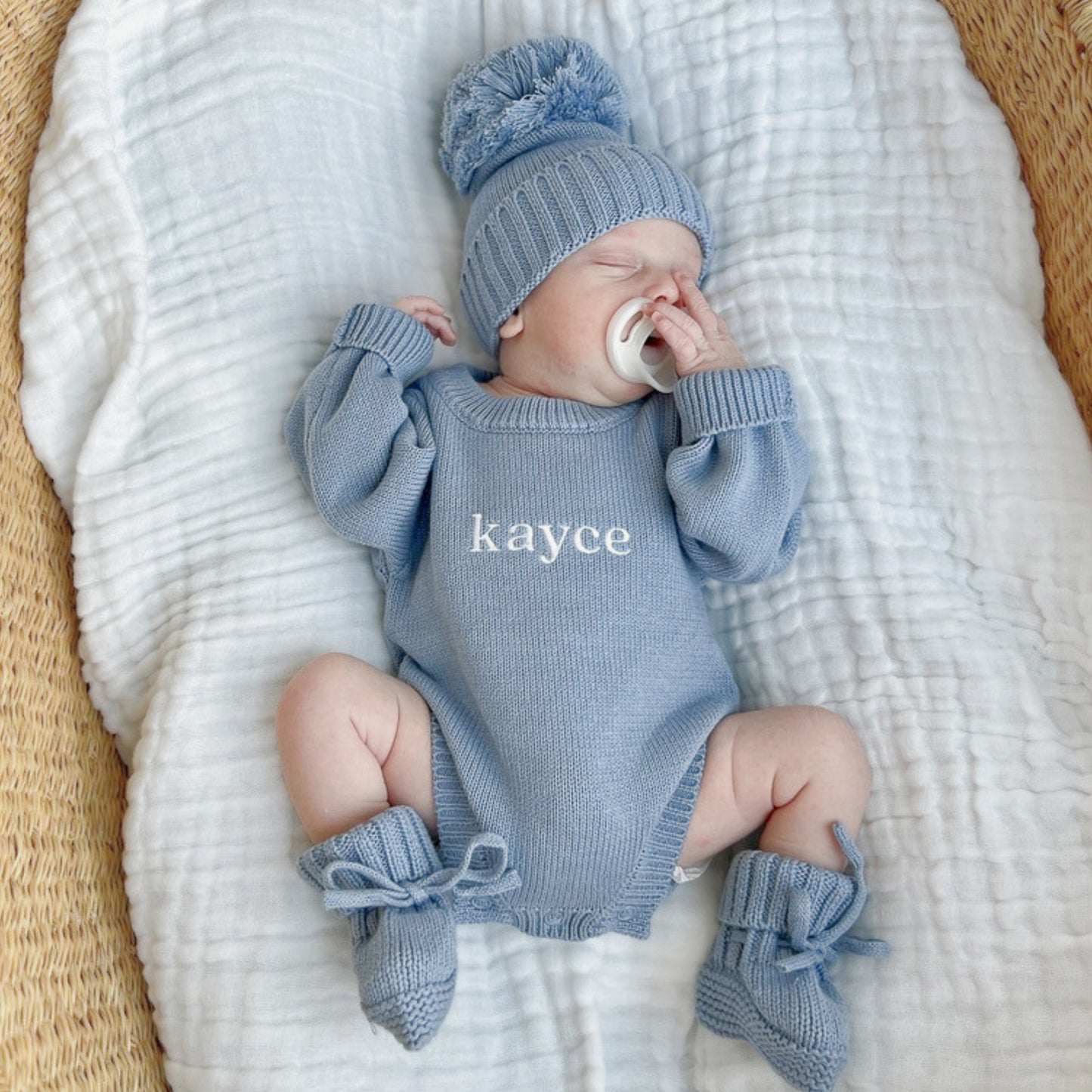 Classic Knit Romper Set - Slate