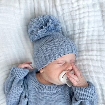 Knit Pom Beanie - Slate