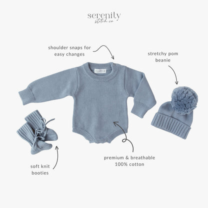 Classic Knit Romper Set - Slate
