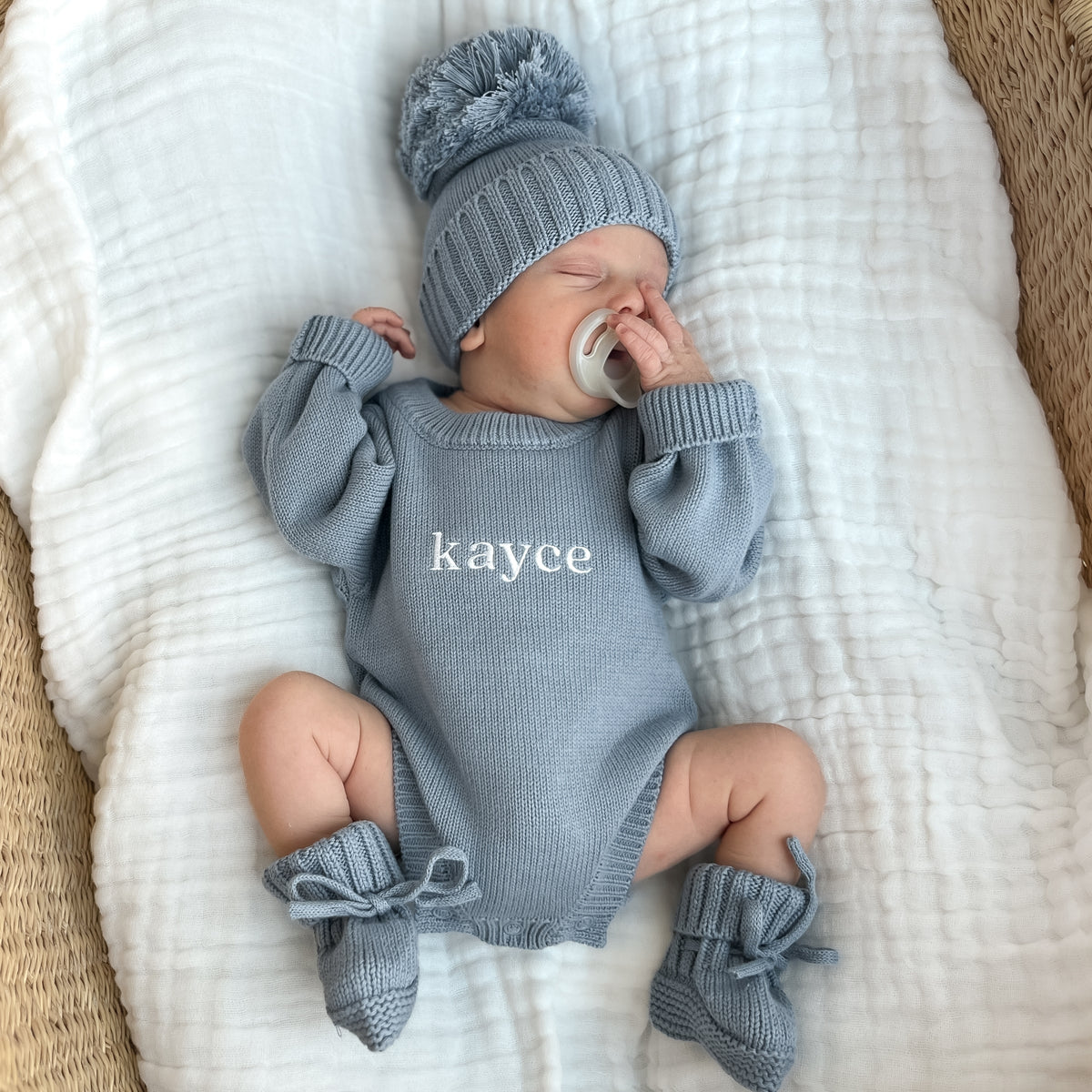 Classic Knit Romper Set - Slate