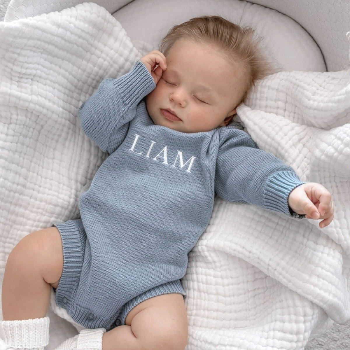 Classic Knit Romper Set - Slate