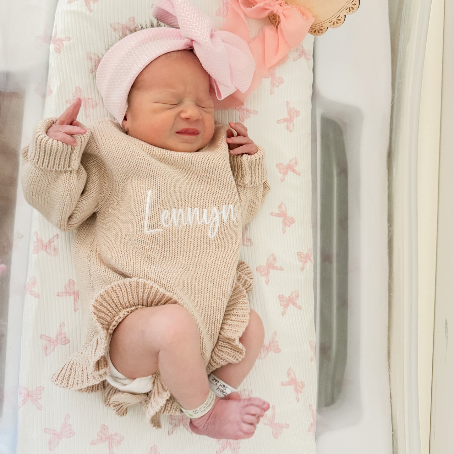 Knit Ruffle Romper Fawn