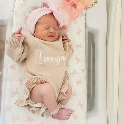 Knit Ruffle Romper Fawn