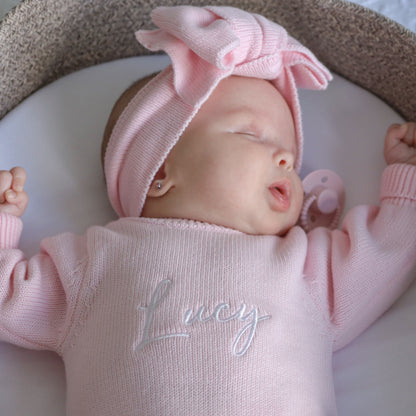 Knit Bow Headband - Petal