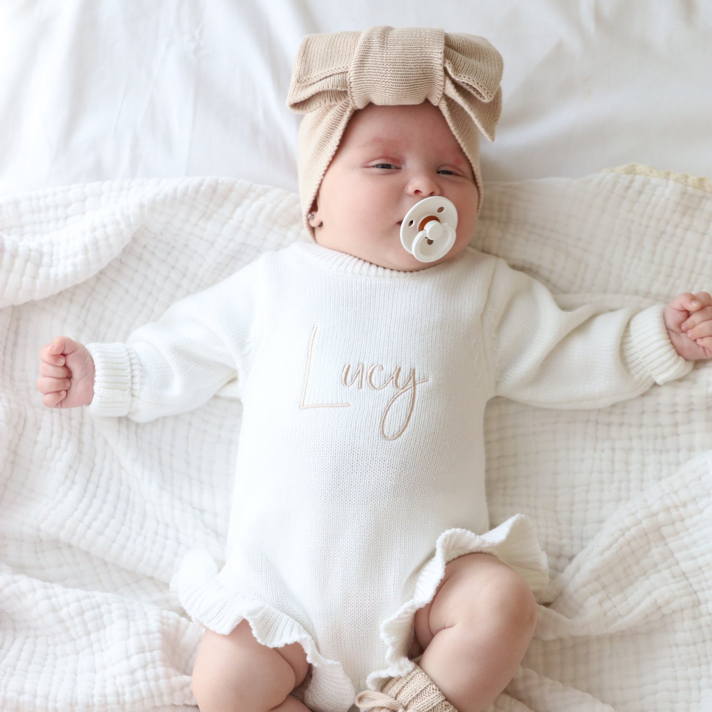Knit Bow Headband - Fawn