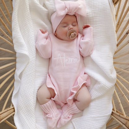 Knit Bow Headband - Petal