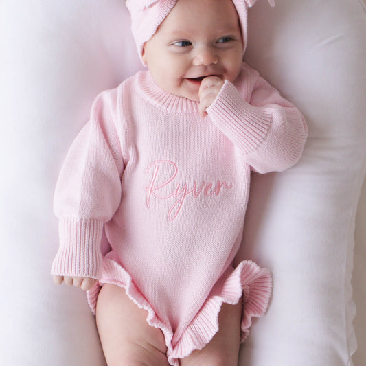 Ruffle Knit Romper - Petal