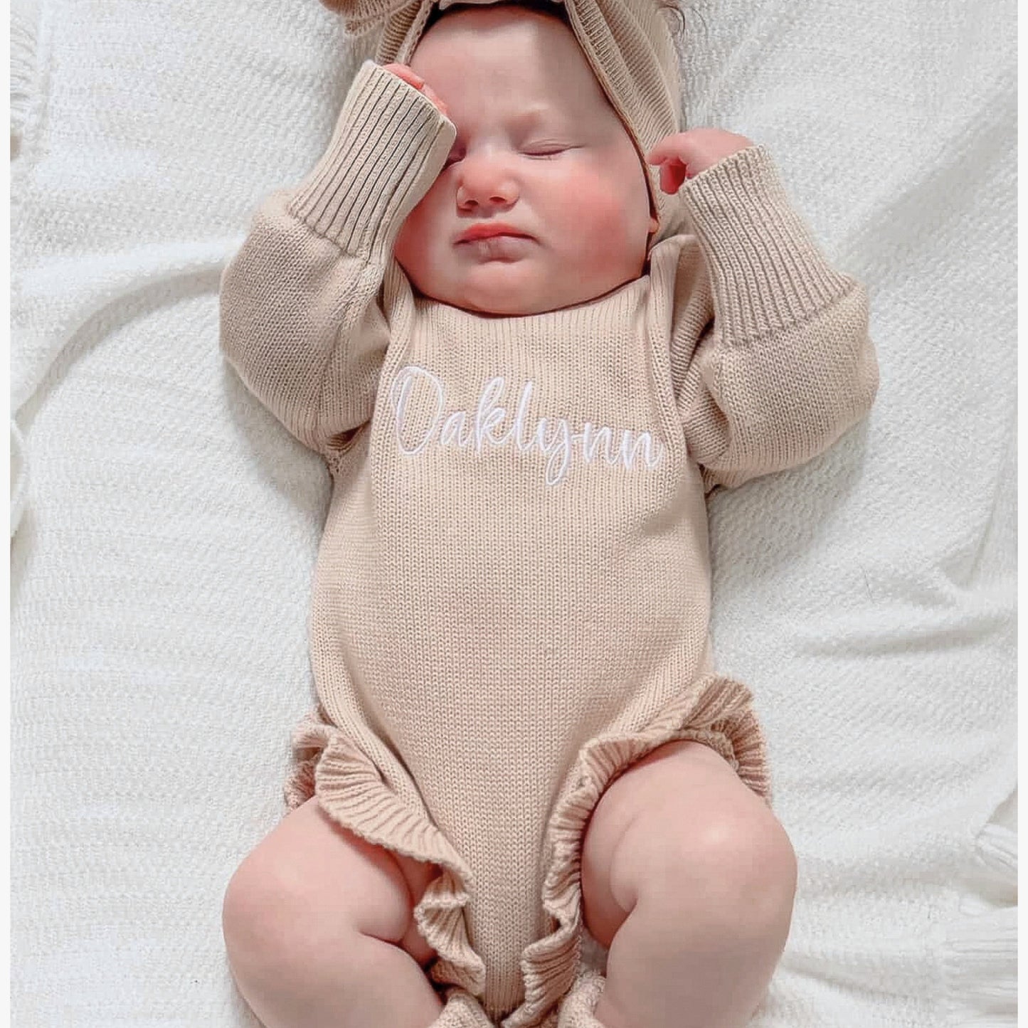 Ruffle Knit Romper - Fawn