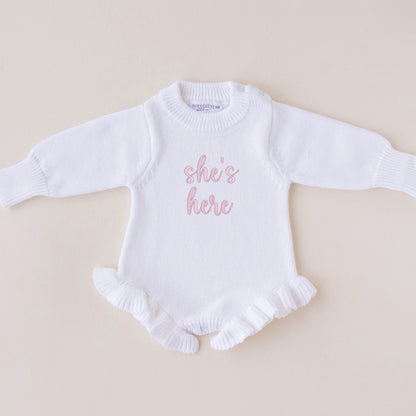 She's Here Baby Girl Romper