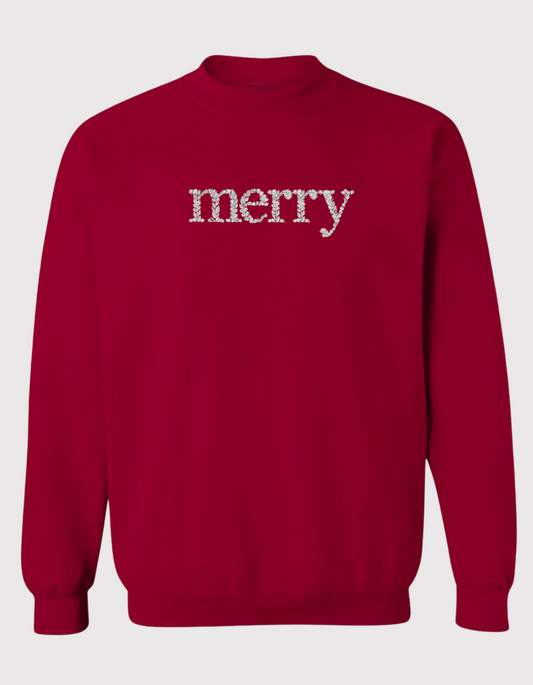 Red Merry Sweatshirt - Embroidered