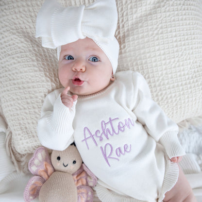 Ruffle Knit Romper Set - White