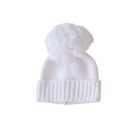 Knit Pom Beanie - White