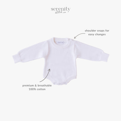 He’s Here Classic Knit Romper