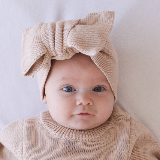 Knit Bow Headband - Fawn