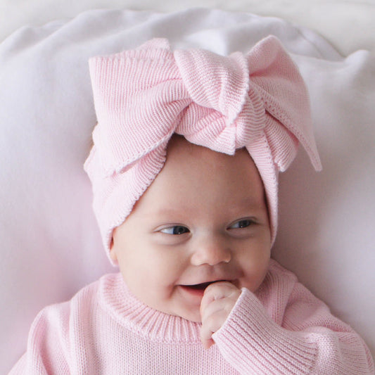 Knit Bow Headband - Petal
