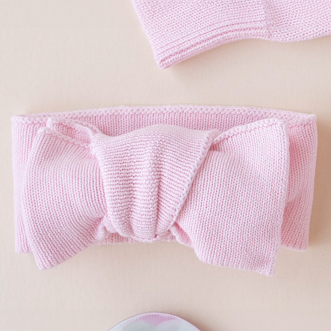 Knit Bow Headband - Petal