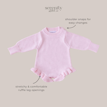 Knit Ruffle Romper Petal