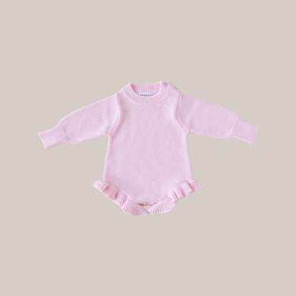 Knit Ruffle Romper Petal