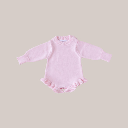 Knit Ruffle Romper Petal