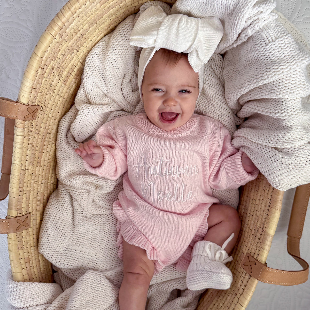 Ruffle Knit Romper Set - Petal