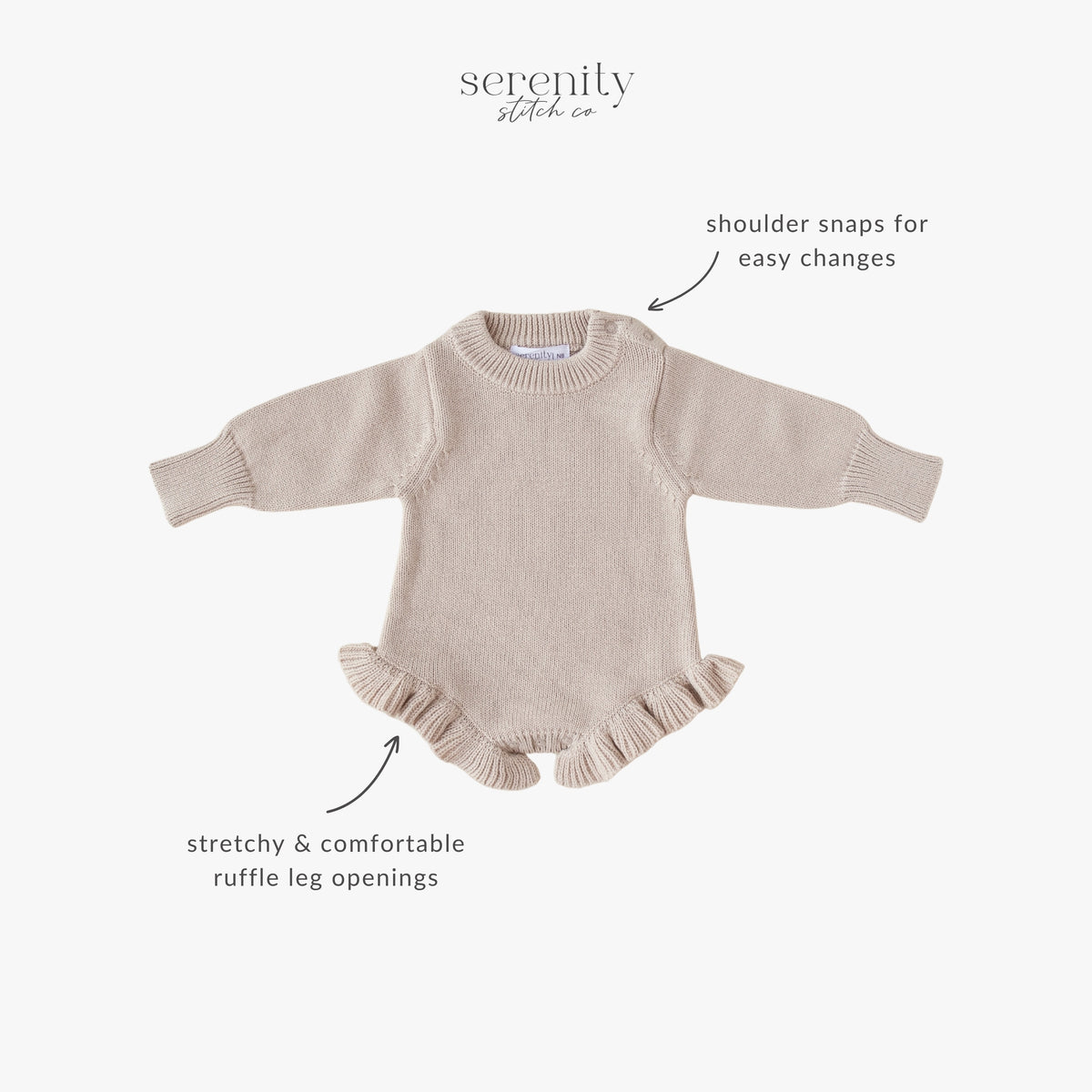 Ruffle Knit Romper - Fawn