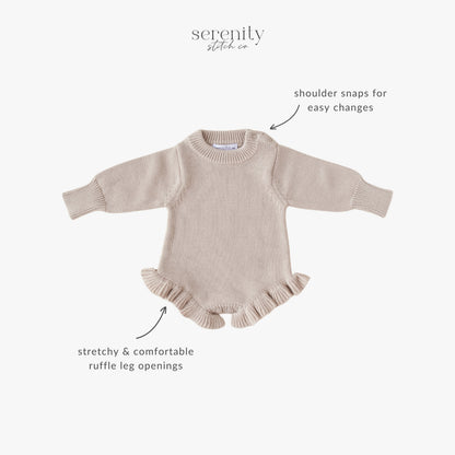 Ruffle Knit Romper - Fawn